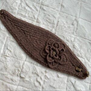 C.C. Boutique | Brown Hand Knit Floral Headband & Neck Warmer | One Size